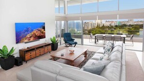 Apartment, 3 Bedrooms, Partial Ocean View | Living area - Karmasea 43 (Alexandra Headland)