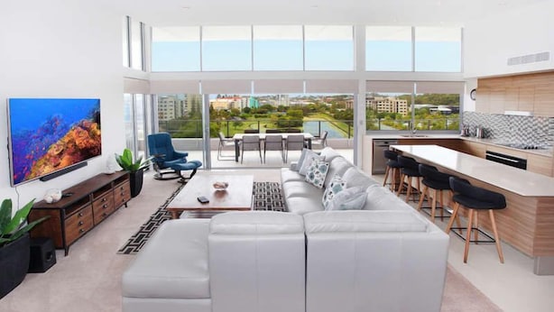 Apartment, 3 Bedrooms, Partial Ocean View | Living area - Karmasea 43 (Alexandra Headland)
