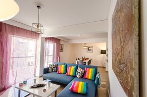 Apartment | Living room | Flat-screen TV, DVD player - Taurus - Deluxe Apartment with Sea View (Glyfada)