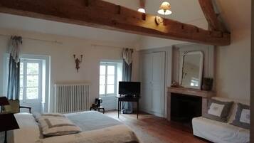 Individually decorated, individually furnished, desk, iron/ironing board