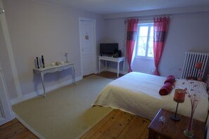 Individually decorated, individually furnished, desk, iron/ironing board
