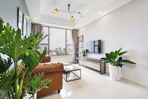 City Apartment, 2 Bedrooms | Living area | Smart TV - The Milky Way River Gate Apartment (Ho Chi Minh City)