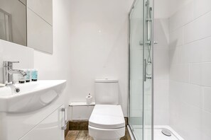 Luxury Apartment | Bathroom | Combined shower/tub, free toiletries, hair dryer, towels