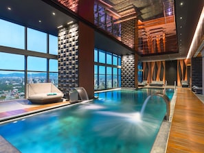 Indoor pool, open 7:30 AM to 10:00 PM, sun loungers