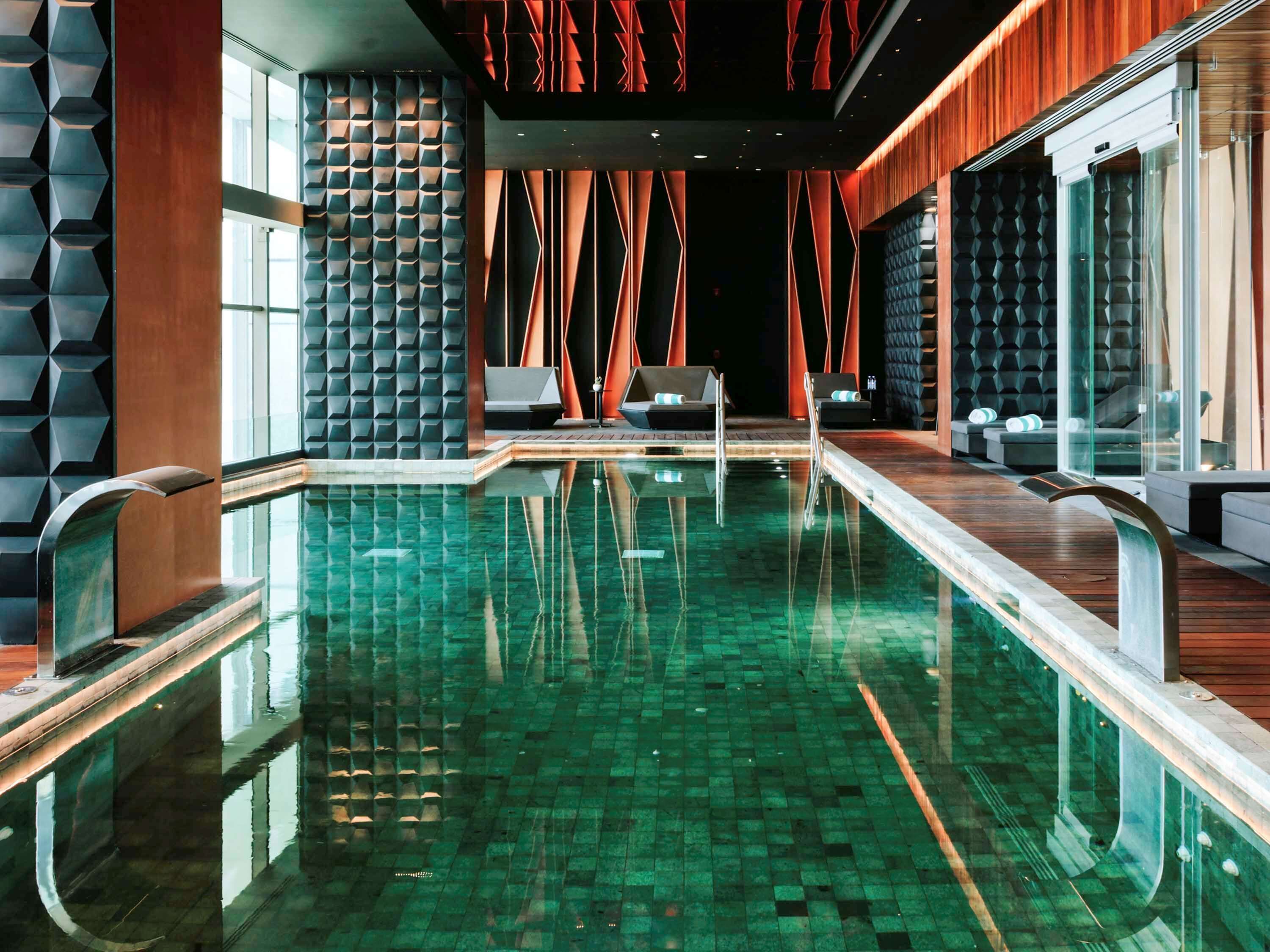 indoor pool, open 7:30 am to 10:00 pm, pool loungers