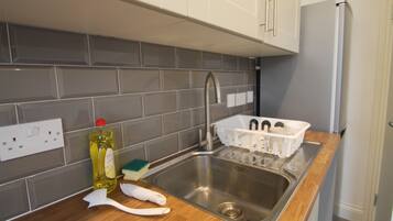 Luxury Apartment | Private kitchen | Fridge, oven, stovetop, electric kettle