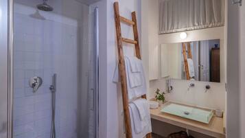 Regadera, secadora de cabello, bidet, toallas