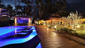 Indoor pool, open 8:30 AM to 9:00 PM, pool umbrellas, pool loungers