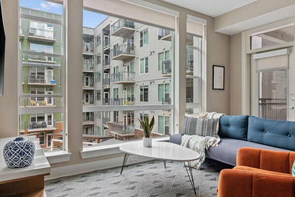 Family Apartment, 2 Bedrooms, 2 Bathrooms (Self Check-in with Virtual Front Desk) | Living area | 49-inch flat-screen TV with digital channels, TV, streaming services