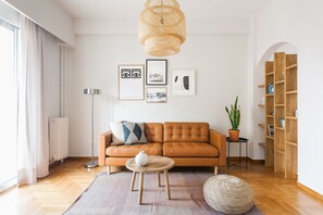 Apartment | Living room | TV, Netflix, streaming services - UPSTREET Central Cozy Apartments in Plaka (Athens)
