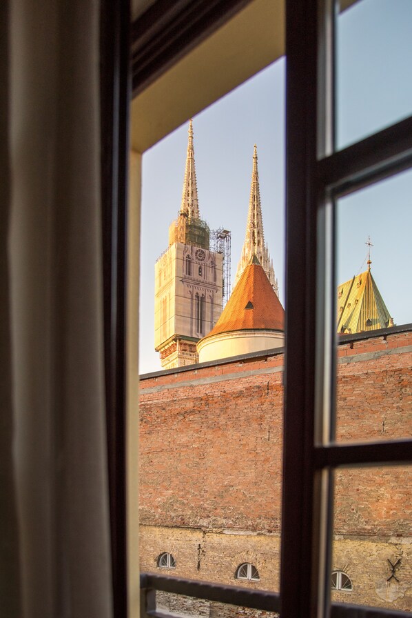 Stunning view of a historic building with two prominent spires.