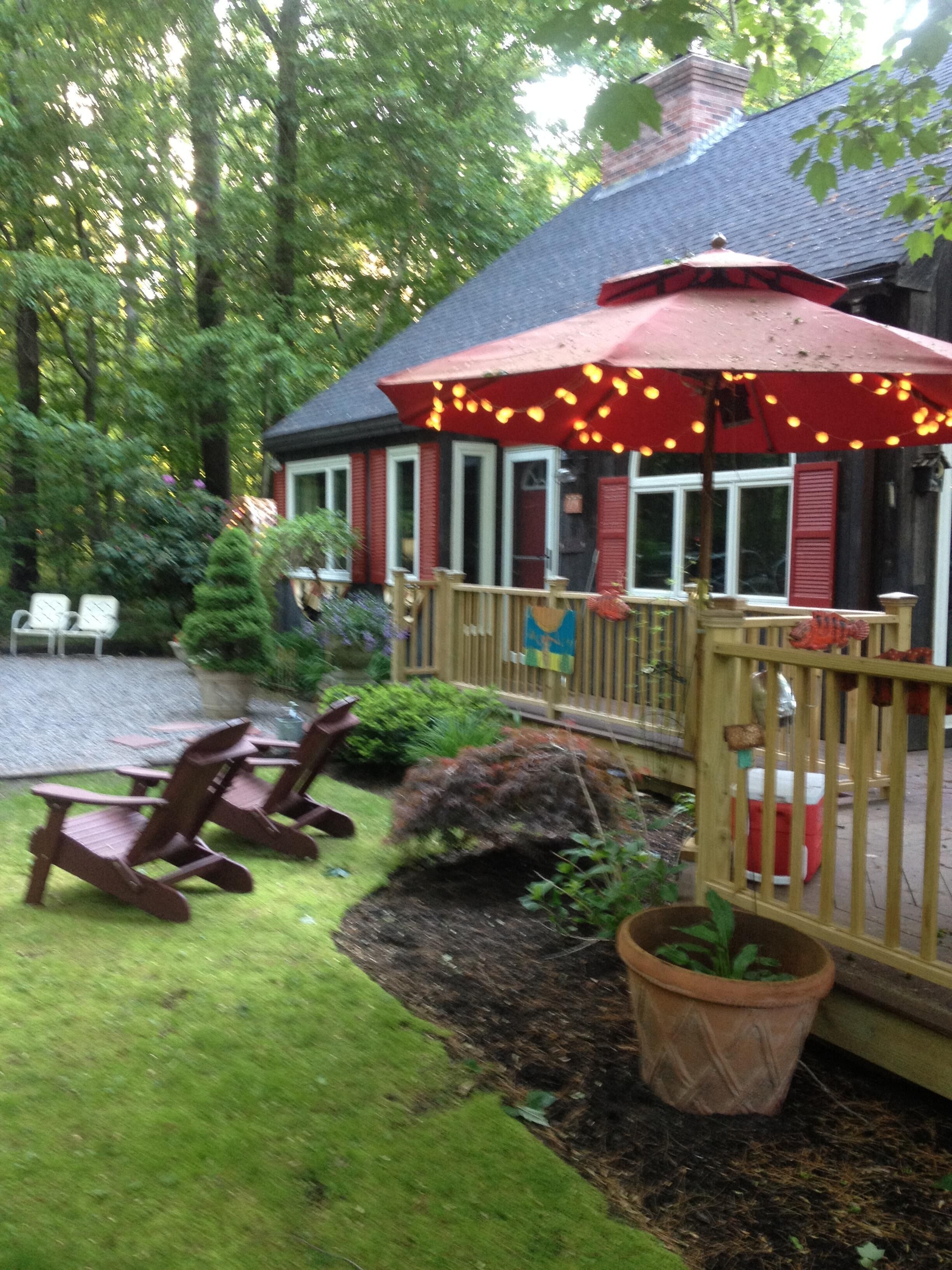 Beautiful home nestled in the woods close to town;