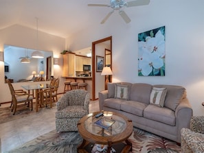 TV, DVD player - East Kauai OV Bliss! Open Kitchen, Lanai, WiFi, TV, DVD+Ceiling Fans–Kaha Lani 321 (LIHUE)