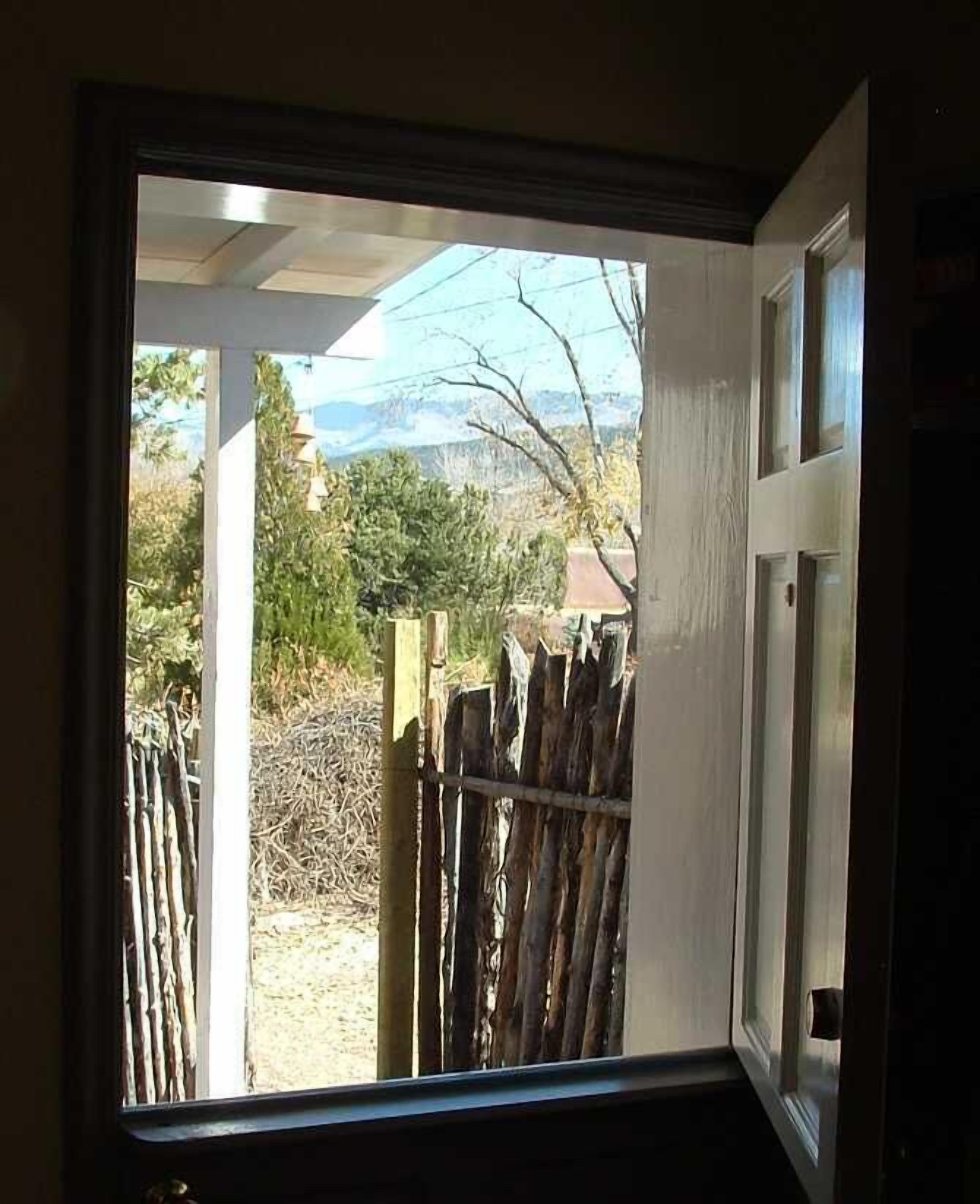 View of the Sangre de Cristo Mountains out the main door.