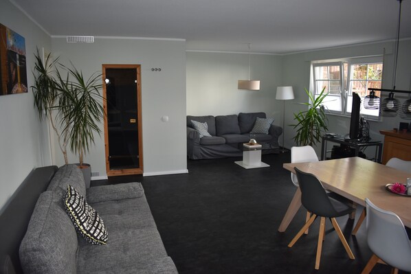 TV, books, music library