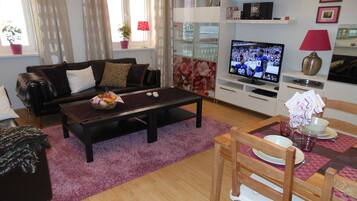 Smart-TV, DVD-Player, BĂŒcher, Musikbibliothek