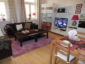 TV connectée, lecteur de DVD, livres, médiathèque