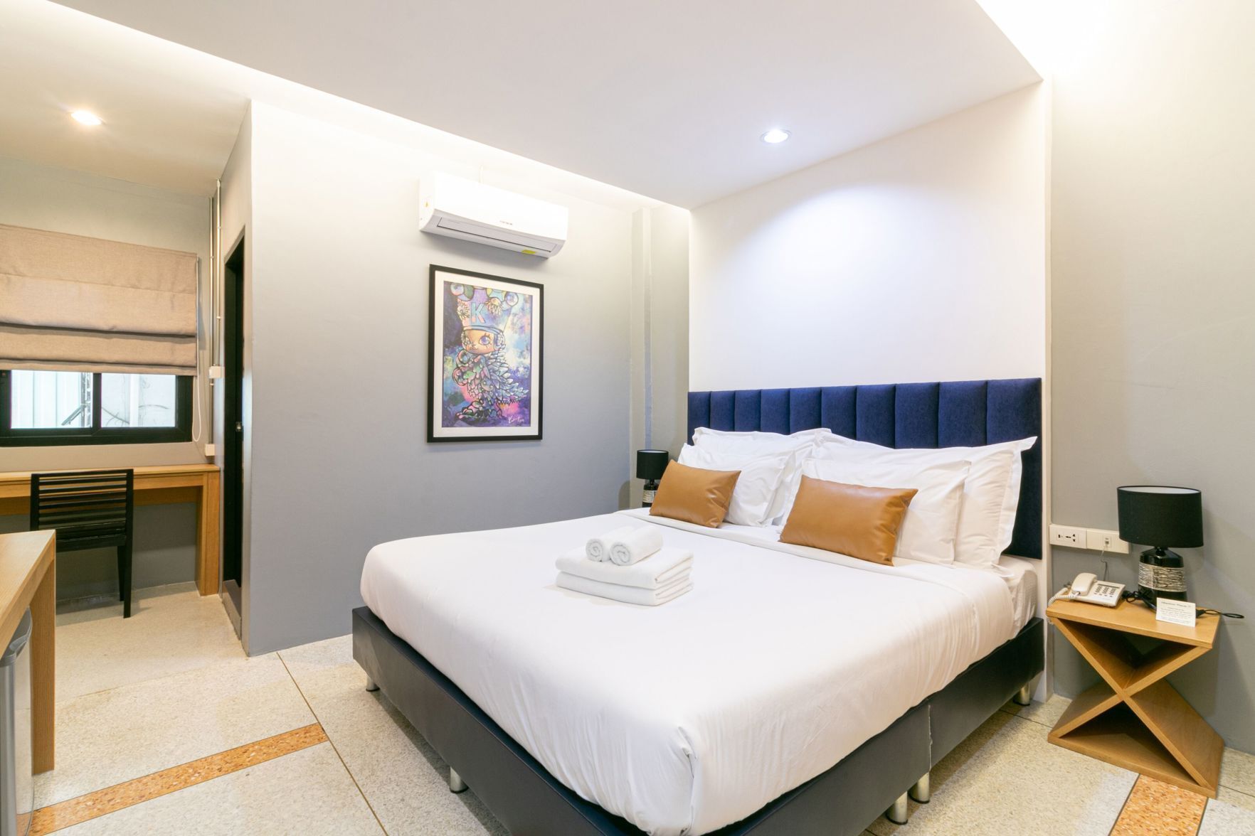 Premium bedding, desk, free WiFi, bed sheets