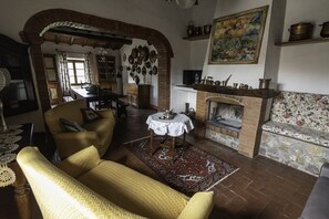 Télévision, cheminée, table de tennis de table