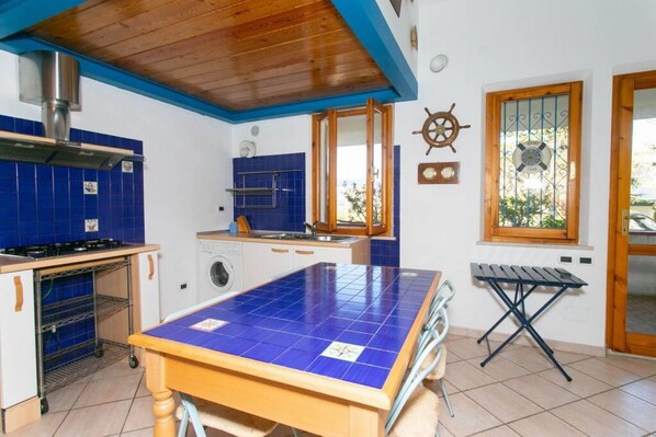 Fridge, dining tables