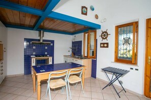 Fridge, dining tables