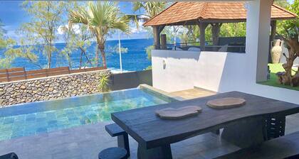 Villa contemporaine face Ă lâocĂ©an, pur style balinais, design, luxe, moderne