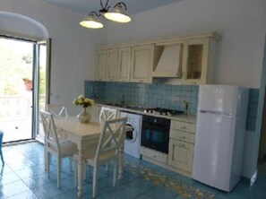Fridge, oven, stovetop, cookware/dishes/utensils