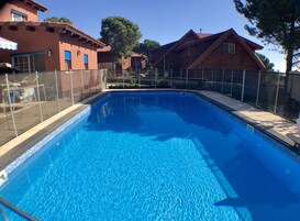 Seasonal outdoor pool, pool umbrellas, sun loungers