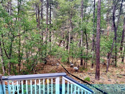 The Unique Squirrels Nest nestled in the Woods! We are pet friendly. 