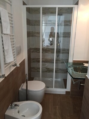 Dusche, Haartrockner, Bidet, Handtücher
