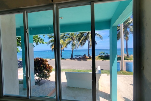 Oceanfront view from inside the living room
