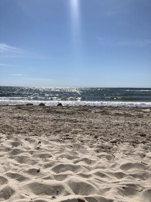 Beach nearby, sun loungers