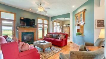 Smart TV, chimenea y reproductor de DVD