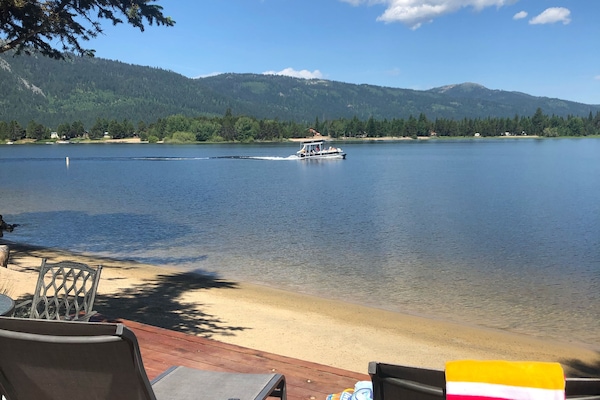 Beach beginning of June, almost full reservoir.