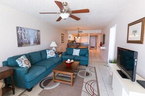 Smart TV, DVD player - Oceanfront 2BR Condo 6th Floor Balcony with Stunning Ocean Views, 603 (Indian Harbour Beach)