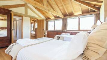 2 bedrooms, desk, iron/ironing board, travel cot