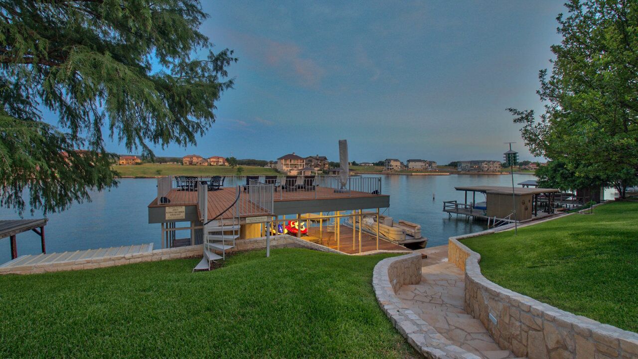 LAKE LBJ Waterfront Home with Guest Cottage and Large 2 Story Dock