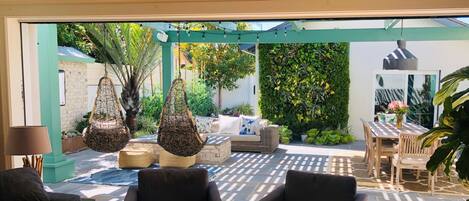 TV, fireplace, video games, DVD player