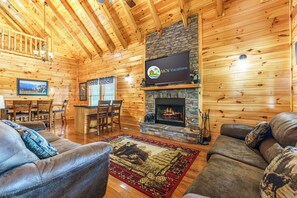 TV connectée, cheminée, jeux vidéo, lecteur de DVD