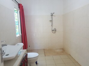 Doccia, asciugacapelli, asciugamani, carta igienica