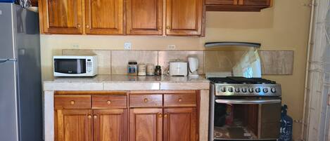 Fridge, microwave, coffee/tea maker, electric kettle