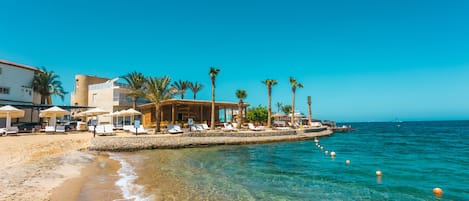 Private beach, beach bar