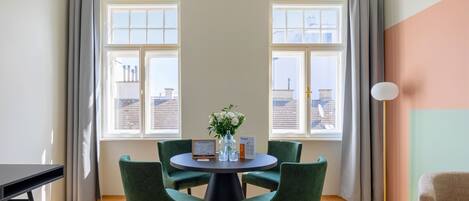 1 Bedroom Apartment | Living area | 49-inch flat-screen TV with cable channels, TV, streaming services