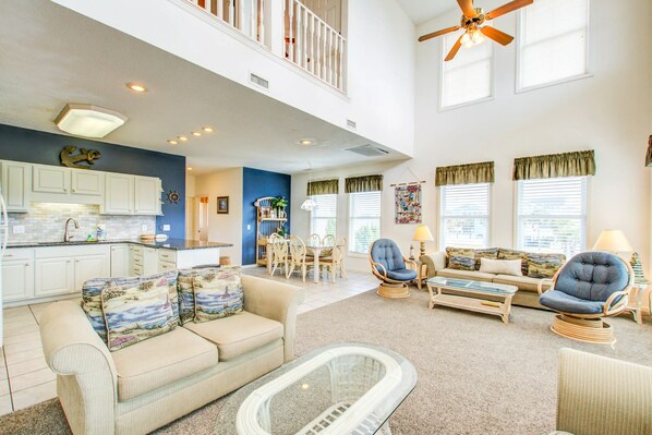 TV, DVD player, books, music library