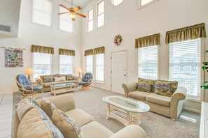 TV, DVD player, books, music library