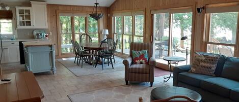 Smart TV, fireplace, DVD player, video library