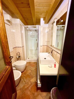 Dusche, Haartrockner, Bidet, Handtücher