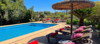 Rustic country typical country house with large pool and lawn area