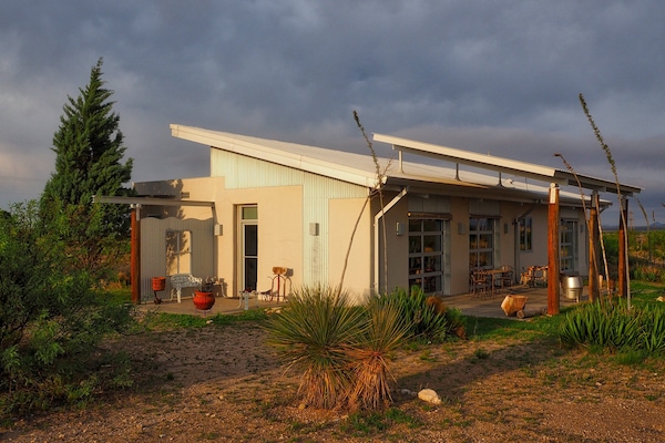 View of the front and north side of Casa Wilma