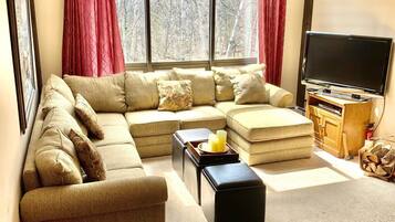 Smart TV, fireplace, DVD player, table tennis